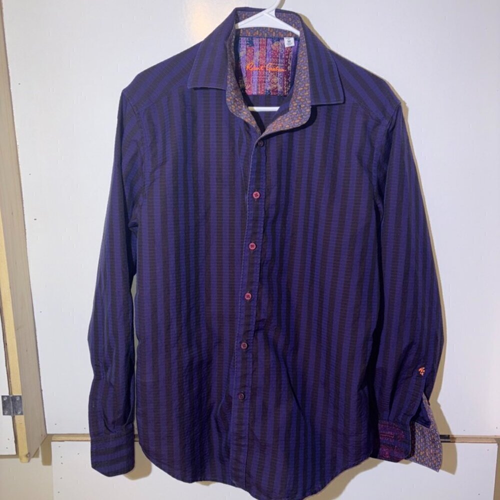 Men's Robert Graham Black Purple Orange Button Down Long Sleeve size M